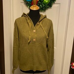 Sonoma Women’s Army Green Hooded Sweater sz L NWT